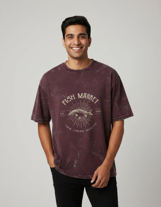 Unisex Acid Washed Oversized Tee - JollyPrints